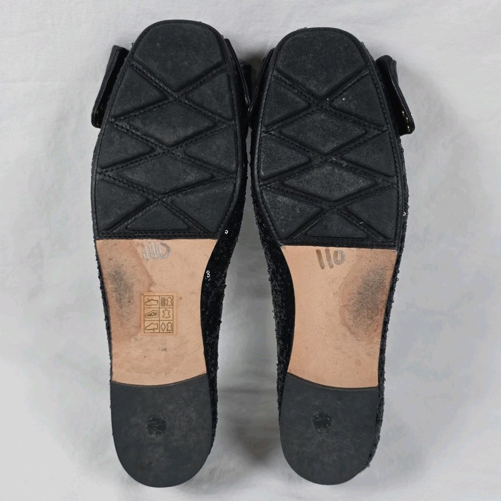 Tory Burch Black Sequin Divine Bow Ballerina Flats Leather Driver Womens Size 9 - Picture 10 of 10